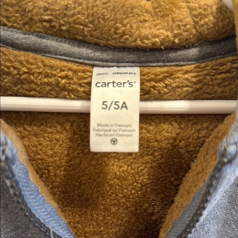 Carter's Gray Hooded Zip Sweatshirt with Sherpa Lining